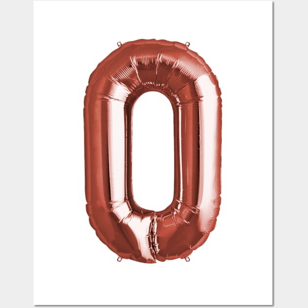 Zero Number 0 Metallic Copper Mylar Foil Helium Balloon for Newborns Wall Art by podartist